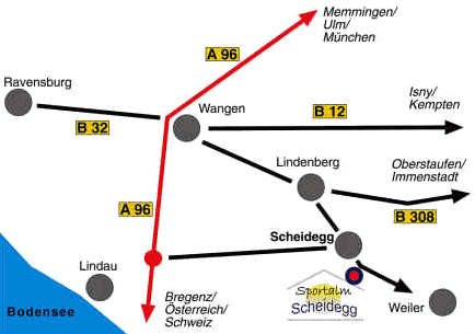 Anfahrt zur Sportalm Scheidegg